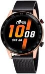 Lotus Herren Smartwatch Uhr Schwarz, Edelstahl Armband, Durchmesser: 45 mm,