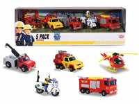 Dickie Toys 203094007 Sam 5 Pack, Die Cast Autos, Feuerwehrmann Sam Spielzeug, Sam