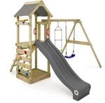 WICKEY Spielturm Kletterger&uuml;st FreeFlyer mit Schaukel & anthraziter Rutsche, Outdoor