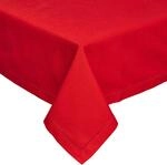 Homescapes Rote Tischdecke mit Hohlsaum aus 100% Baumwolle 137x137 cm, Tischtuch