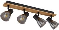 Strahler - Braun - Schwarz - Rauchfarben - Glas - Holz - Metall - 4-flammig - B...