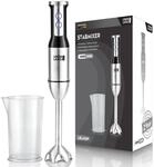 LEBENLANG 1000W Stabmixer Edelstahl - Mit Spritzschutz und 8 Stufen plus Turbo 