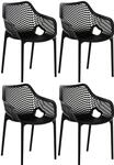 CLP Gartenstuhl 4er Set, stapelbare wetterfeste Kunststoffst&uuml;hle f&uuml;r Terrasse &