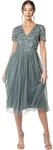 Maya Deluxe Damen Midi-Kleid mit V-Ausschnitt, Verziert Brautjungfernkleid, Gr&uuml;n
