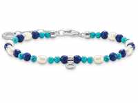 Thomas Sabo Armband mit blauen Steinen und Perlen 925 Sterlingsilber A2064-775-7