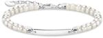 THOMAS SABO Damen Armband Wei&szlig;e S&uuml;&szlig;wasserzuchtperlen und Gravur-Steg aus 925er