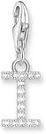 THOMAS SABO Charm-Anh&auml;nger Buchstabe I mit wei&szlig;en Steinen Silber 925...