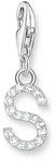 THOMAS SABO Charm-Anh&auml;nger Buchstabe S mit wei&szlig;en Steinen Silber 925...