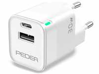 PEDEA 30W USB-C Schnellladegerät | 2-Ports Mehrfach Handy-Ladegerät mit USB-C...