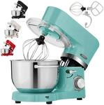 Arebos K&uuml;chenmaschine 1500W T&uuml;rkis | Knetmaschine mit 2x Edelstahl-R&uuml;hrsch&uuml;sseln