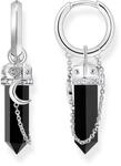 THOMAS SABO Creolen mit Onyx-Anh&auml;nger und Kette Silber geschw&auml;rzt 925