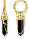 THOMAS SABO Creolen mit Onyx-Anh&auml;nger und Kette vergoldet 750 Gelbgold...
