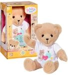 BABY Born Teddy wei&szlig;, Teddy Kuscheltier mit blauem Strampler und beweglichen Armen