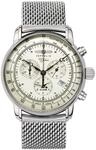 Zeppelin Herrenuhr Edelstahl Milanaiseband Serie 100 Jahre Chronograph Datum Alarm