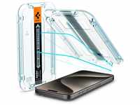 Spigen Glas.tR EZ Fit Schutzfolie kompatibel mit iPhone 15 Pro Max, 2 Stück,