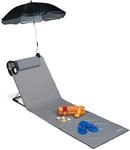 Relaxdays Strandmatte, gepolsterte Strandliege XXL mit Sonnenschirm, 3-stufig