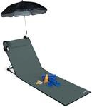Relaxdays Strandmatte, gepolsterte Strandliege XXL m. Sonnenschirm, 3-stufig
