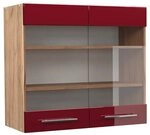 Vicco K&uuml;chenglasschrank Fame-Line, Bordeaux Hochglanz, 80 cm, zur Kombination...