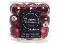 Mini-Weihnachtskugeln aus Glas 24er-Set 2,5 cm Ochsenblut glanz / matt