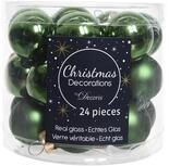 Mini-Weihnachtskugeln aus Glas 24er Set 25mm ( gr&uuml;n - piniengr&uuml;n glanz / matt...