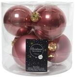 Schachtel mit sechs Kugeln Weihnachtskugeln Pink sortiert Satin Gloss 8 cm