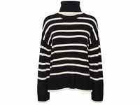 VERO MODA Damen VMSABA LS Rollneck GA NOOS Pullover, Black/Stripes:Birch, XL