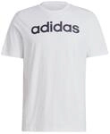 adidas Herren Essentials Single Jersey Linear Embroidered Logo Tee, White / Black, M