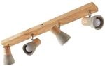 Lindby Deckenlampe Holz Beton, Deckenstrahler schwenkbar und drehbar 4x E14 max. 8W
