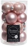 16er Set Glas-Christbaumkugeln Hellrosa, 3,5cm Matt & Gl&auml;nzend, Weihnachtsdeko