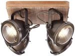 BRILLIANT Lampe Carmen Wood Spotplatte 4flg burned steel/holz | 4x PAR51, GU10,