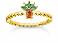 THOMAS SABO Damen Ring Ananas Gold 925 Sterlingsilber, 750 Gelbgold Vergoldung