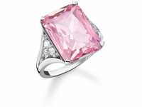 Thomas Sabo Damen Ring aus Sterling-Silber mit Zirkonia-Steinen in Weiß und Pink,