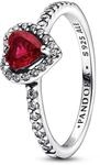 PANDORA Ausgepr&auml;gtes Rotes Herz Ring aus Sterlingsilber mit Zirkonia in der Farbe