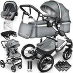 KIDUKU&reg; 3 in 1 Kinderwagen XXL Komplettset | Kombikinderwagen Set inkl. Babywanne