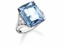 Thomas Sabo Damen Ring aus Sterling-Silber mit Zirkonia-Steinen in Weiß und Blau,