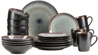 M&Auml;SER 934100 Serie Teona, Keramik Geschirr Set f&uuml;r 4 Personen mit gr&uuml;n-brauner