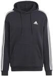 adidas Herren Essentials Fleece 3-Stripes Hoodie, Black, XXL