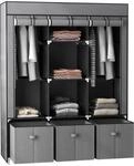 HOMCOM Kleiderschrank Stoffschrank mit Kleiderstange, Schubladen, Rei&szlig;verschluss
