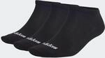 adidas Unisex Kinder Thin Linear Low-Cut Socks 3 Pairs, Black / White, 7-8 Years