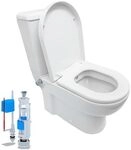 Belvit Stand-WC Dusch/Taharet Kombination, Wei&szlig; | Komplett-Set mit Sp&uuml;lkasten,