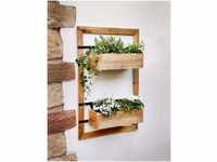 Wand-Pflanzer "Industrial" aus Holz, mit 2 Blumenkästen, für Balkon, Terrasse,