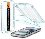 Spigen Glas.tR EZ Fit Schutzfolie kompatibel mit iPhone 16 Plus, iPhone 15 Plus, 2