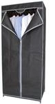 Spetebo Stoff Kleiderschrank dunkelgrau - 160 x 70 cm - Mobiler Faltschrank mit