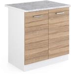 Vicco Sp&uuml;lenunterschrank R-Line, Sonoma, 80 cm, AP Marmor, zur freien Kombination