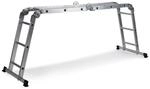 hjh OFFICE Mehrzweckleiter SOLID W3-12 Stufen - 4-in-1 Klappleiter Aluminium -