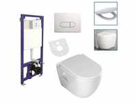 Aloni Wand/Hänge WC Toilette Softclose-Deckel Vorwandelement Betätigungsplatte