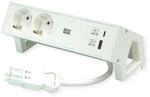 BACHMANN DESK2 ALU White 2X Schutzkontakt, USB Charger 22W A&C, 0,2m GST18