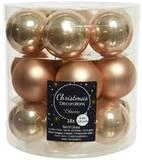 Weihnachtskugeln Glas 4cm x 18 St&uuml;ck kleine Christbaumkugeln beige Karamel