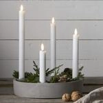 LED Stabkerzen Flamme - Echtwachs - flackernde warmwei&szlig;e LED - 4 Gr&ouml;&szlig;en -...