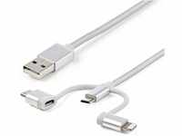 StarTech.com USB Lightning Kabel - USB-C Micro-B Ladekabel - 1m - geflochten - Silber